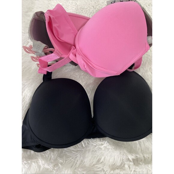 Juicy Couture Bra Size 40D 3 Pack Pink Black Gray Logo Print Underwire Confort - Picture 12 of 13